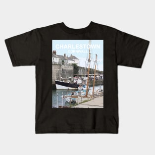 Cornwall Charlestown   Cornish gift Kernow Travel location poster, St Austell Kids T-Shirt